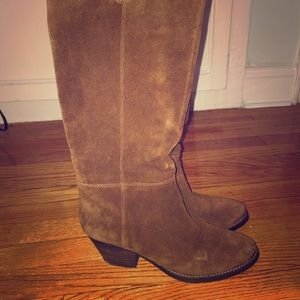 Brown suede western style boots